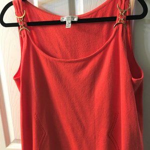 St. John Orange Sleeveless Top w/gold Buckles L